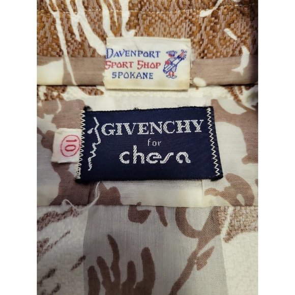 Givenchy for Chesa Vintage Button Down Shirt Ivory Brown Small - Picture 8 of 8